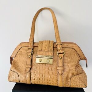 Vintage Etienne Aigner Light Brown Croc-Embossed Cow Leather Handbag